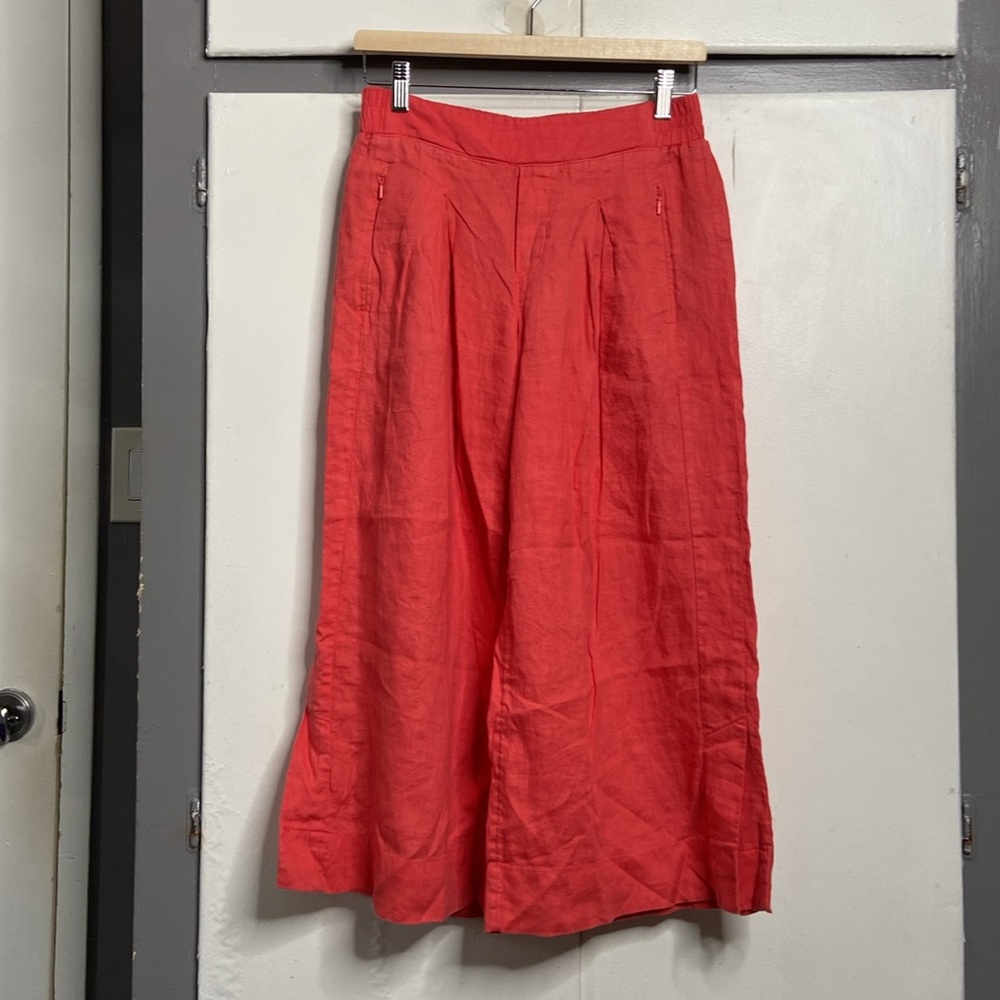 Athleta Wide-Leg Linen Blend Pants in Coral Red